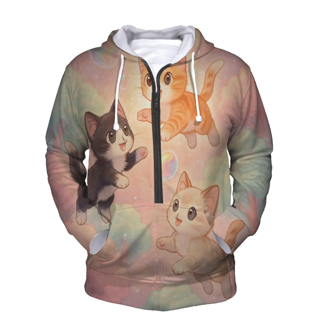 Cotton Candy Rainforest Kittens printed hoodies
