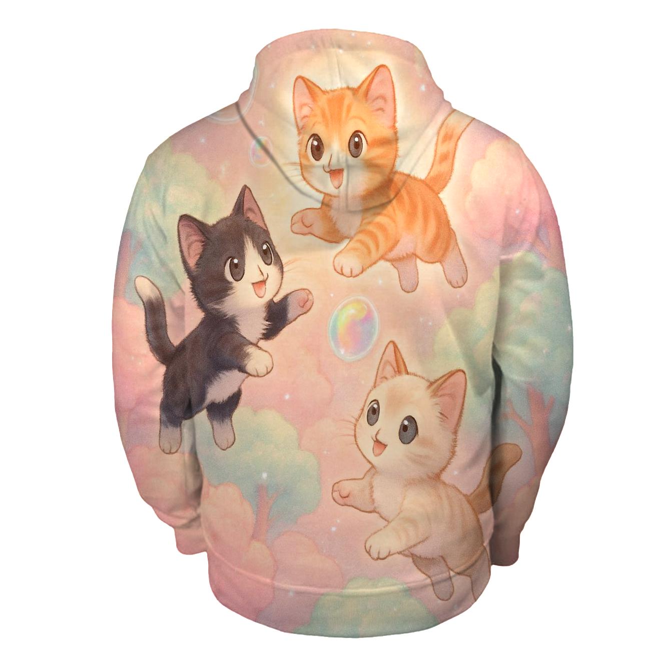 Cotton Candy Rainforest Kittens printed hoodies