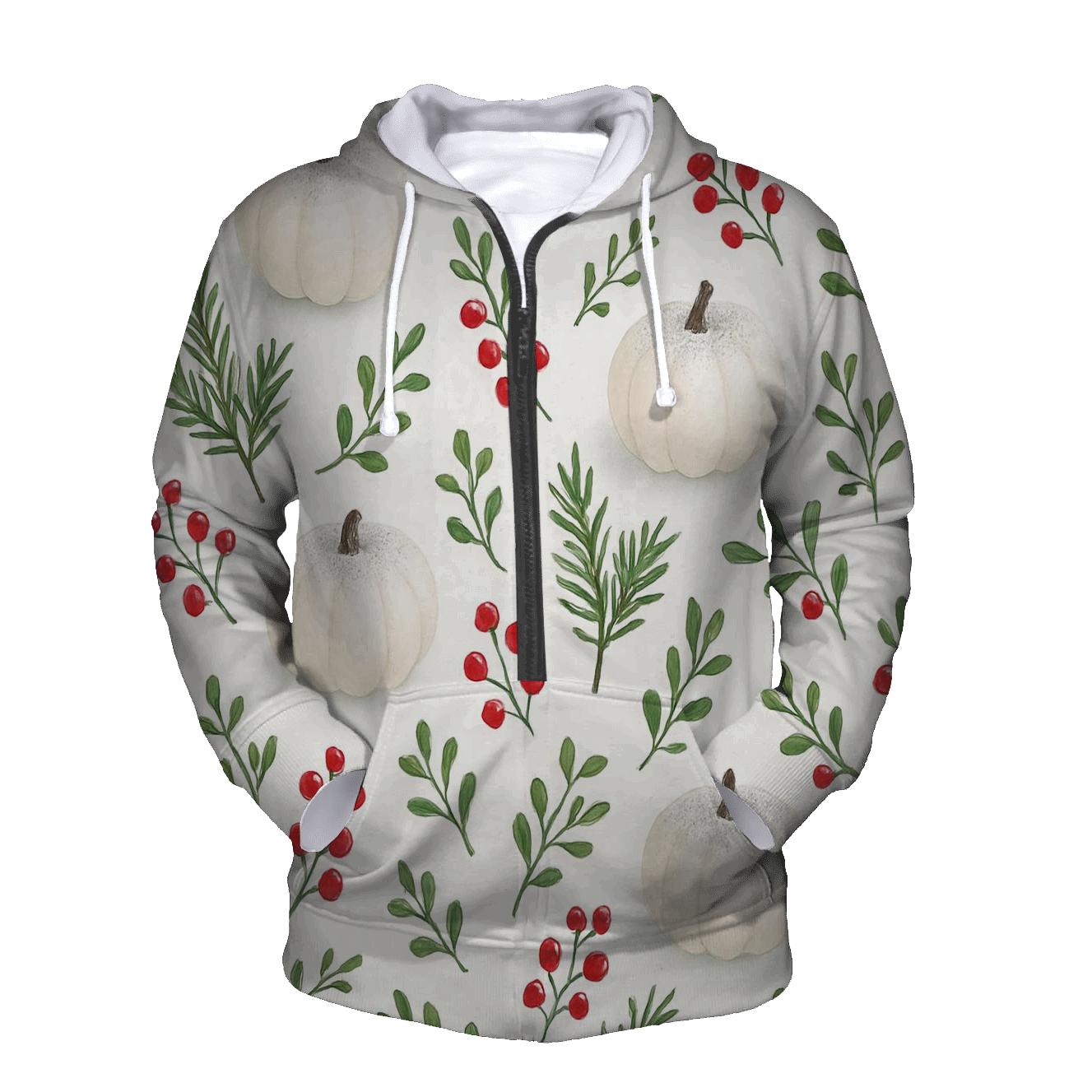Snow Dusted Pumpkin Forest Scatter On White custom hoodies