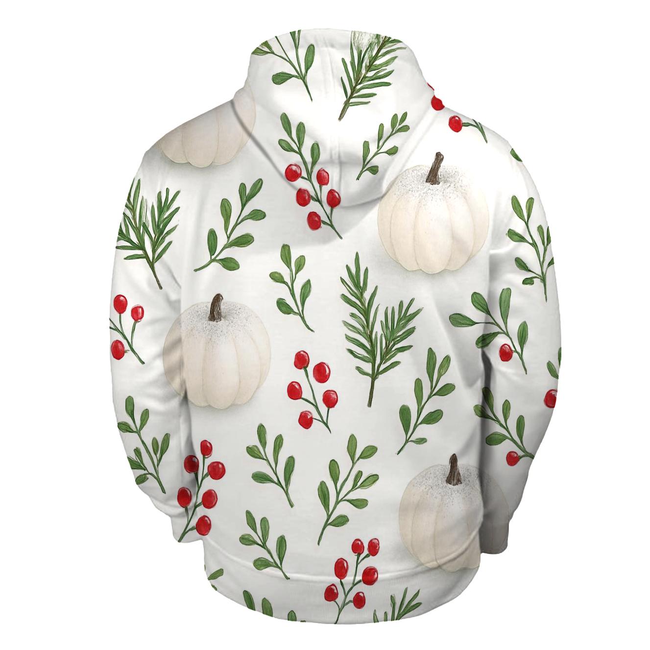 Snow Dusted Pumpkin Forest Scatter On White custom hoodies