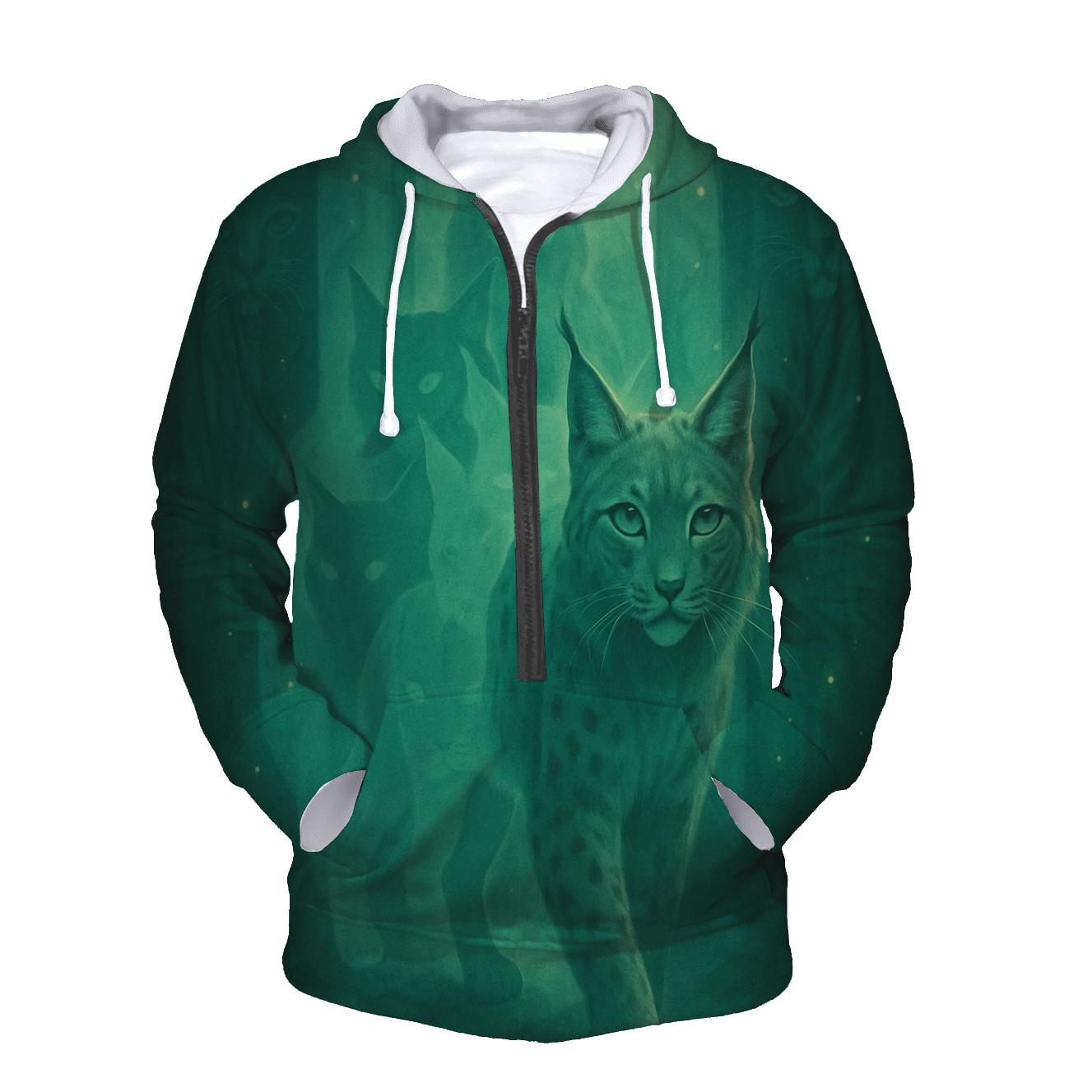 Forest Echo Spirit Lynx embroidered hoodies