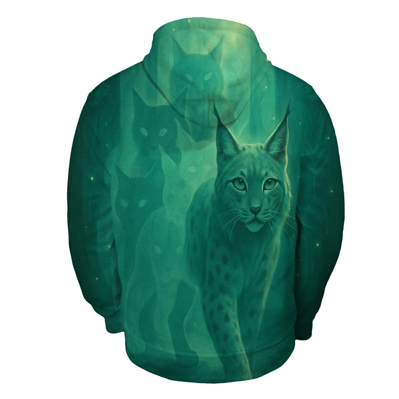 Forest Echo Spirit Lynx embroidered hoodies