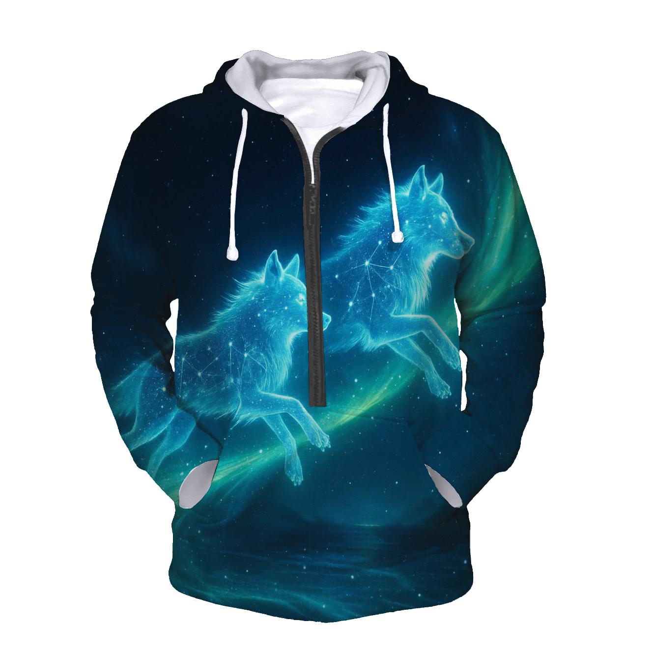 Astral Wolves Crossing The Aurora Bridge hoodies fashion