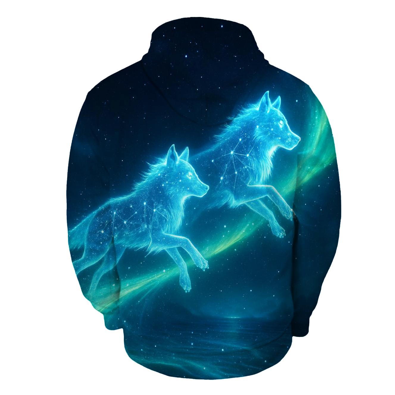 Astral Wolves Crossing The Aurora Bridge hoodies fashion