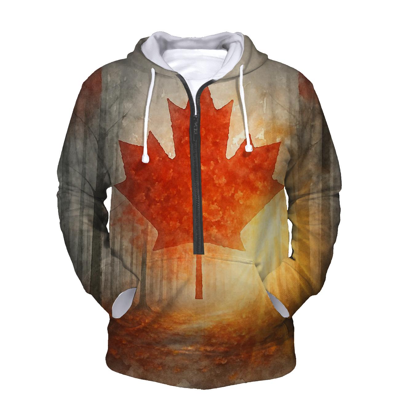 Canadian Maple Forest Double Exposure lightweight hoodies