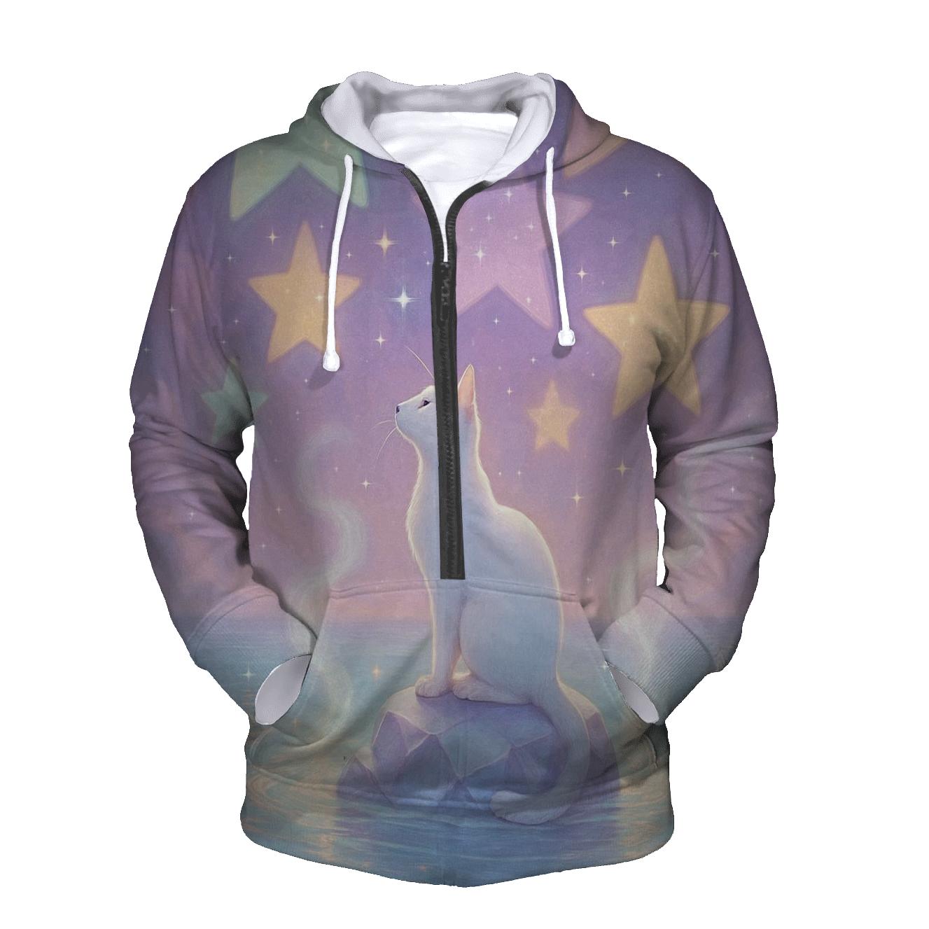 Crystal Lagoon Stargazer Cat printed hoodies