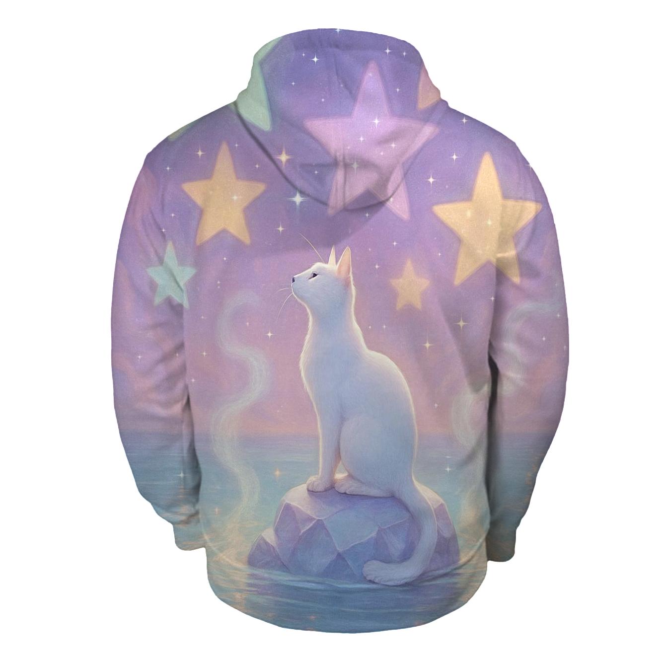 Crystal Lagoon Stargazer Cat printed hoodies
