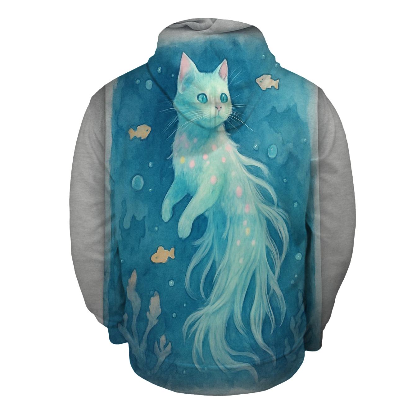 Aquatic Dream Jellyfish Cat printed hoodies