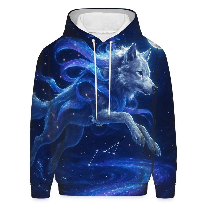Celestial Drift Wolf custom hoodies