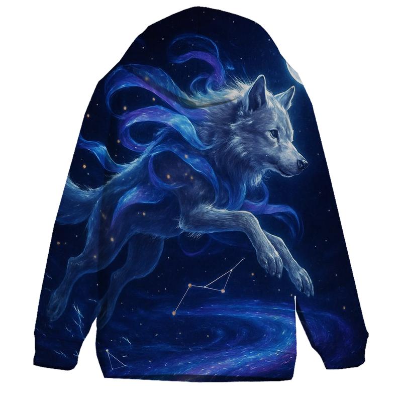 Celestial Drift Wolf custom hoodies