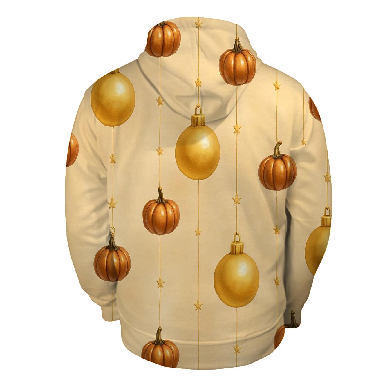 Falling Ornaments And Pumpkins On Champagne Glow heavyweight hoodies