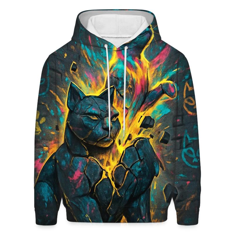Graffiti Temple Guardian Cat lightweight hoodies