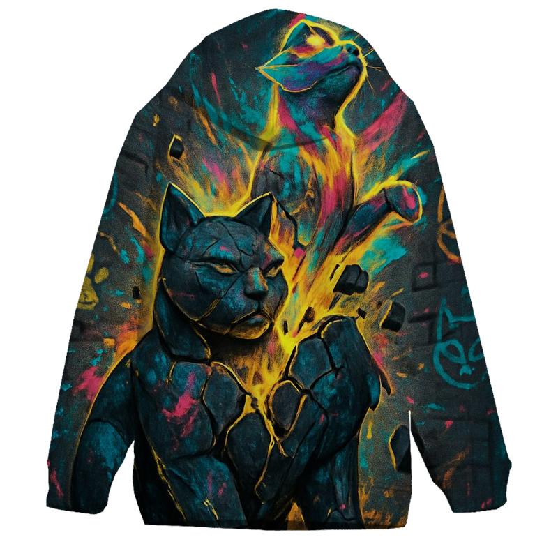 Graffiti Temple Guardian Cat lightweight hoodies
