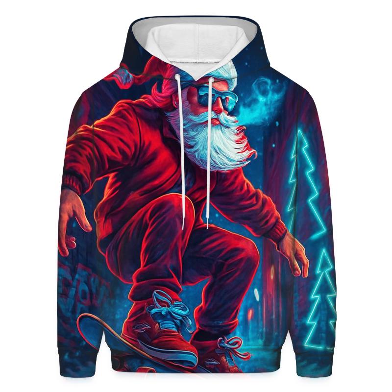 Neon Street Santa Skater Night premium hoodies