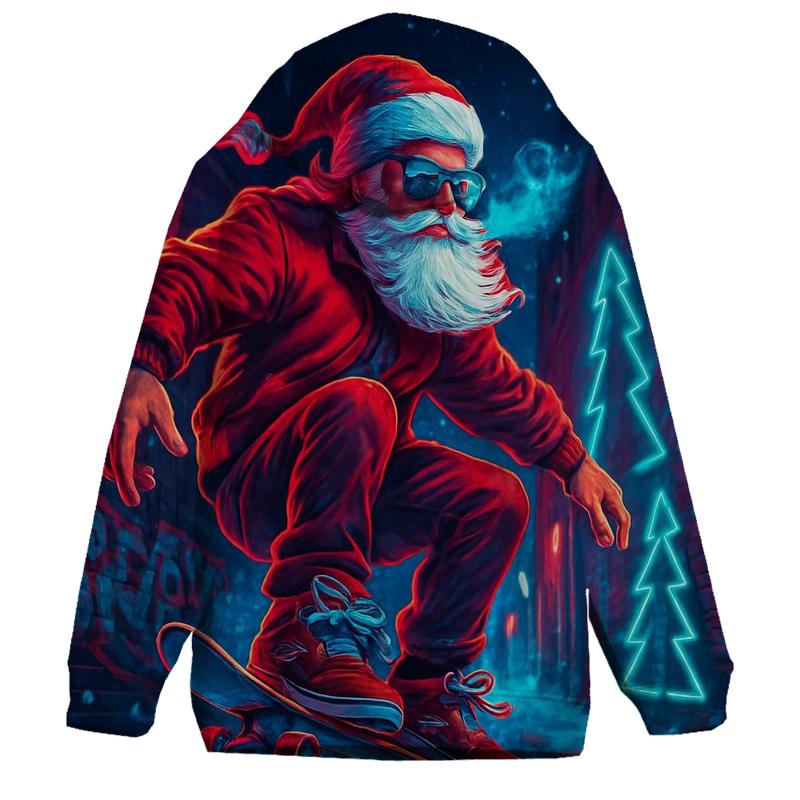 Neon Street Santa Skater Night premium hoodies