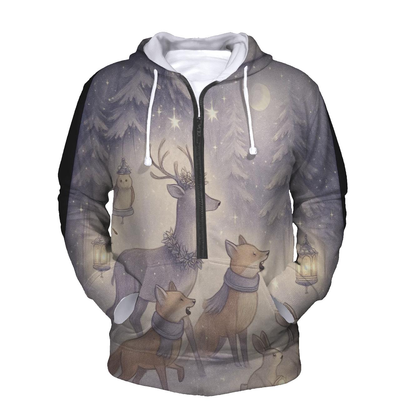 Starlit Woodland Carol Parade embroidered hoodies