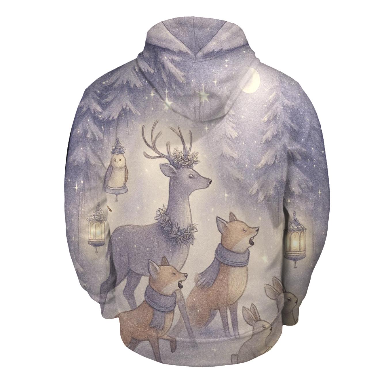 Starlit Woodland Carol Parade embroidered hoodies
