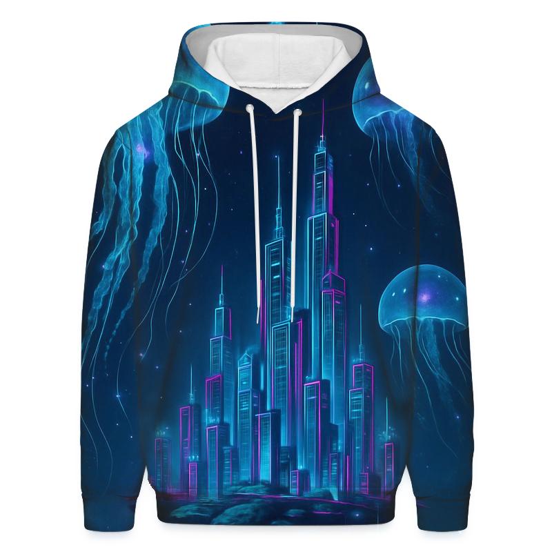 Orbiting Jellyfish Above The Dream City heavyweight hoodies