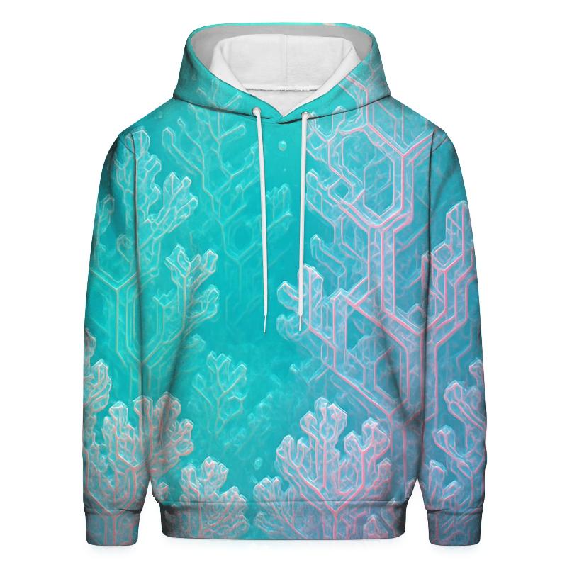 Iridescent Fractal Reef embroidered hoodies