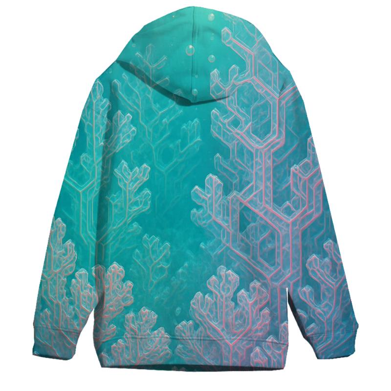 Iridescent Fractal Reef embroidered hoodies