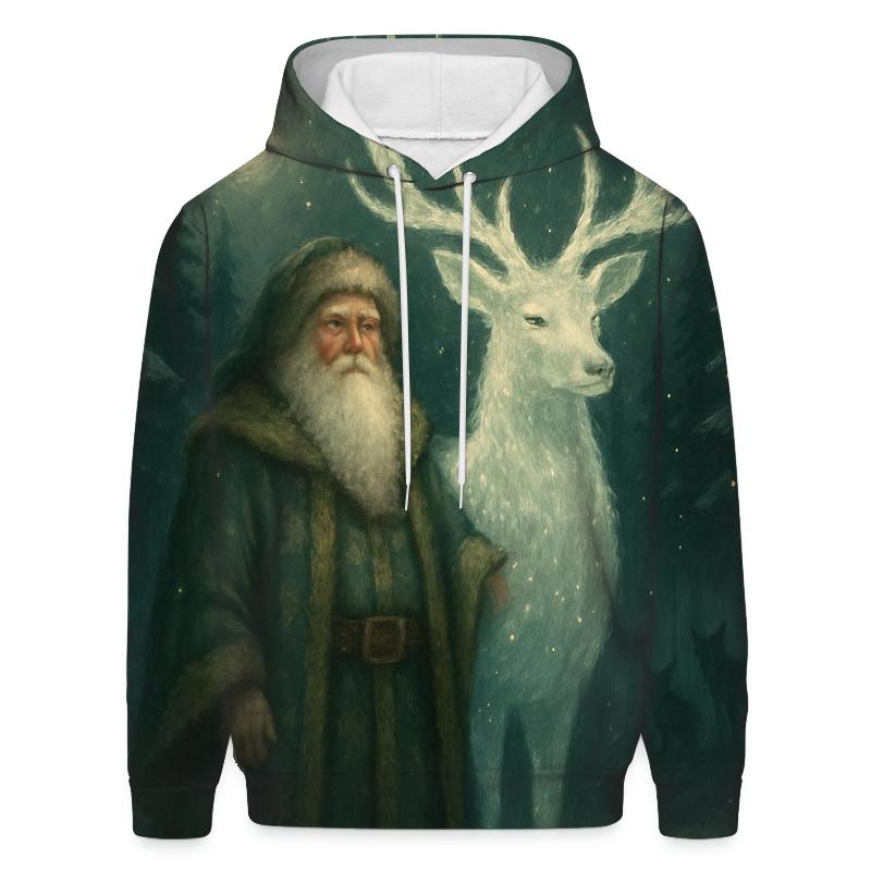 Forest Guardian Santa And Starlit Stag premium hoodies