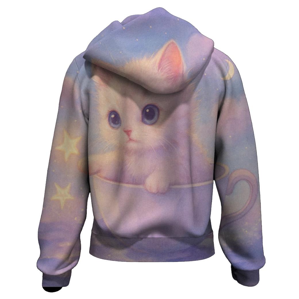 Starlit Teacup Kitten Voyage premium hoodies