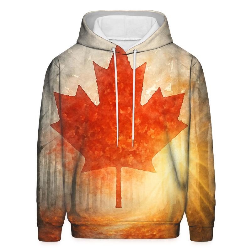 Canadian Maple Forest Double Exposure printed hoodies