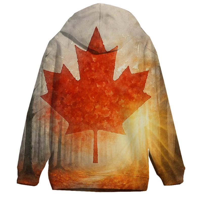 Canadian Maple Forest Double Exposure printed hoodies