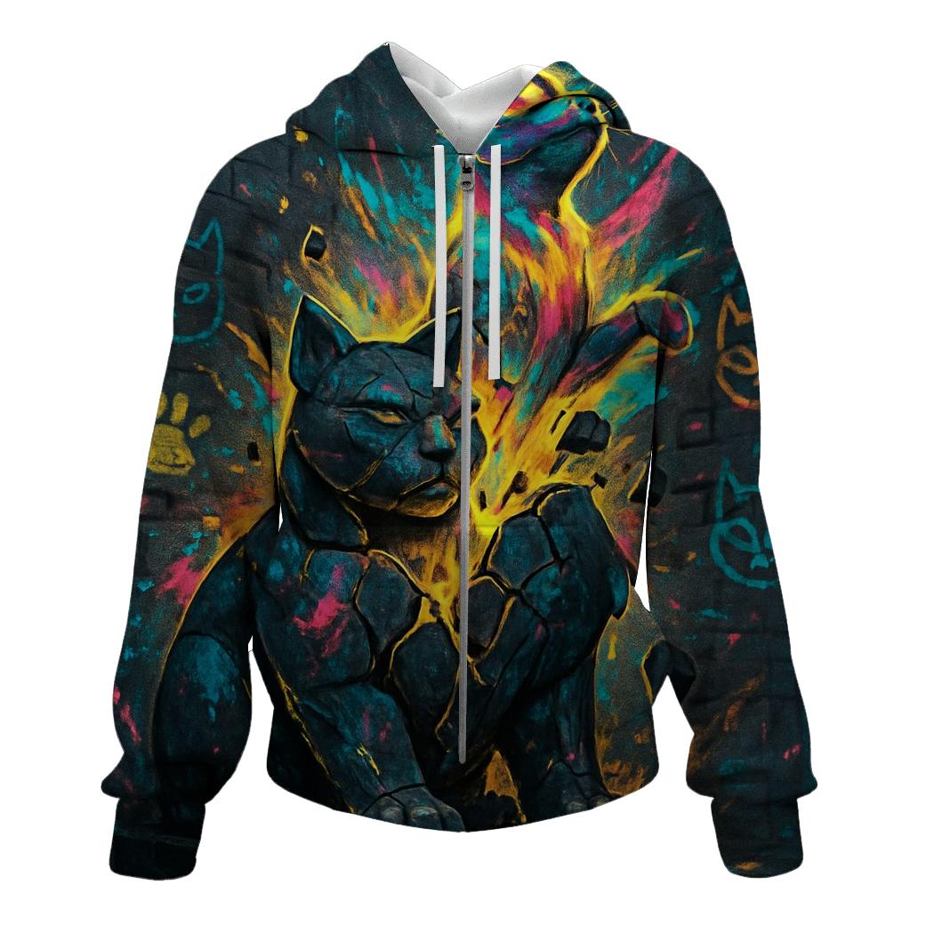 Graffiti Temple Guardian Cat graphic hoodies