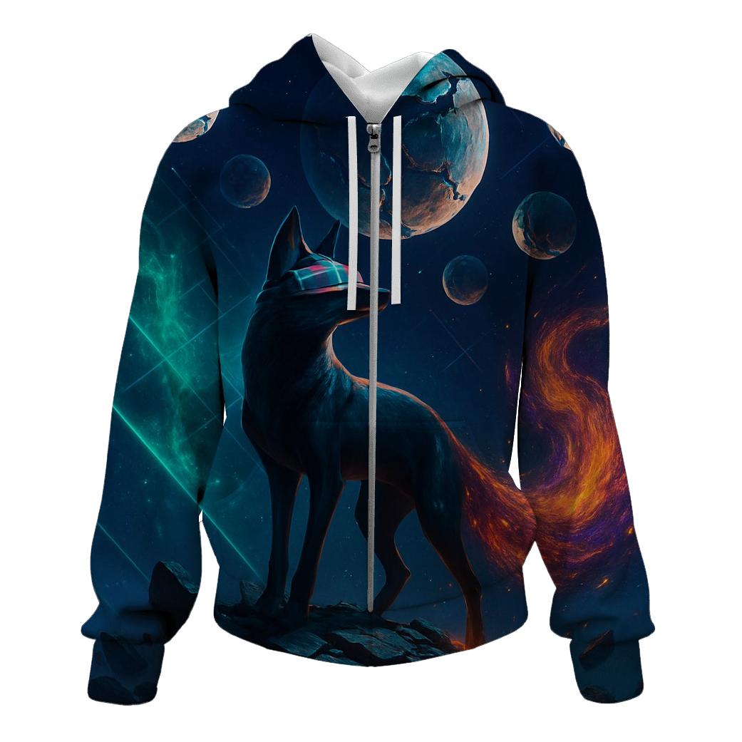 Chrononaut Fox Under Fractured Moons heavyweight hoodies
