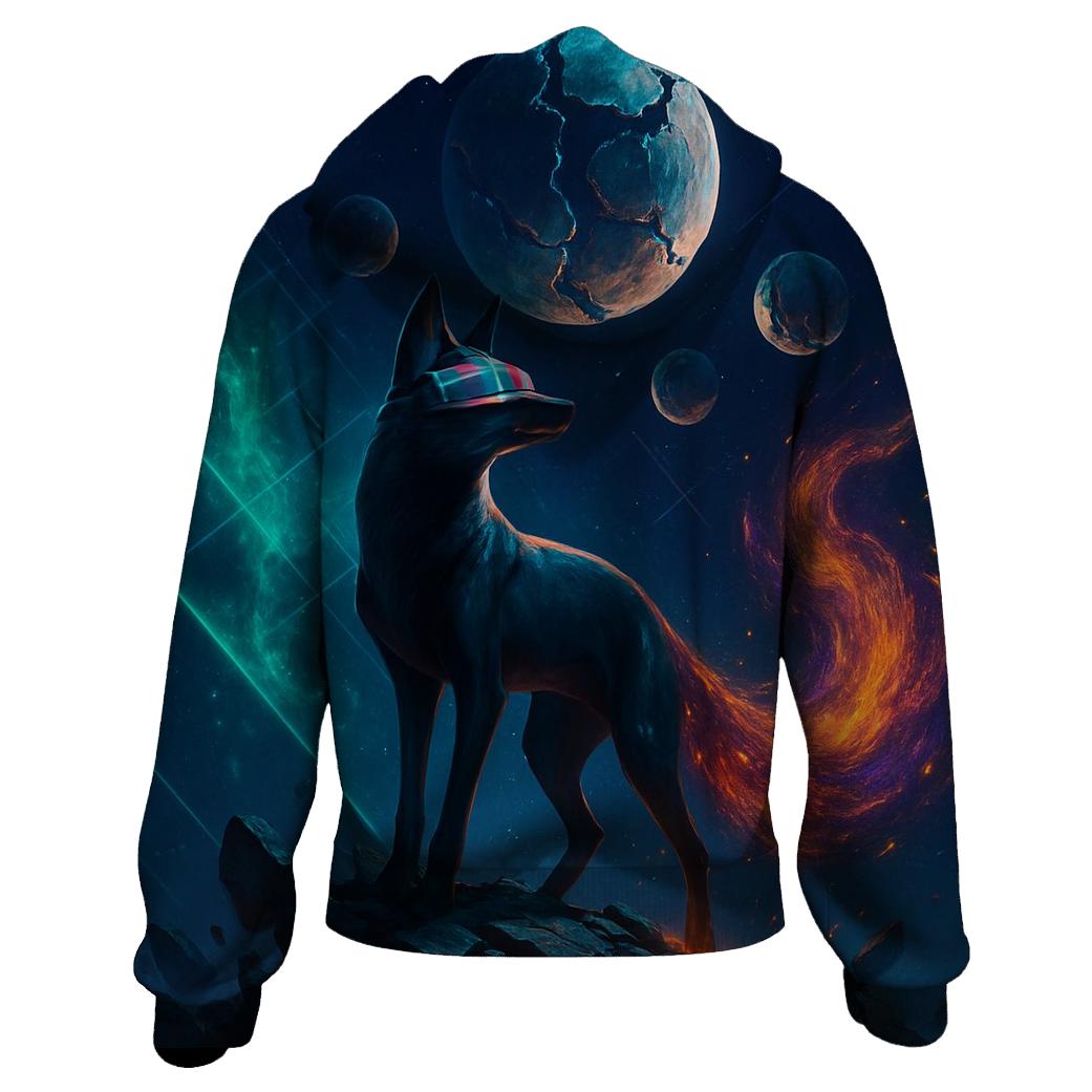 Chrononaut Fox Under Fractured Moons heavyweight hoodies