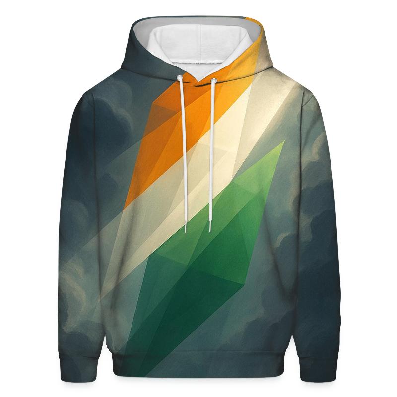 Indian Monsoon Sky Tricolor embroidered hoodies