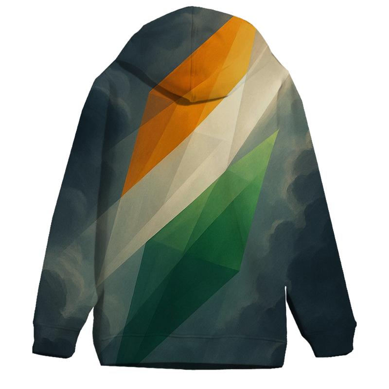 Indian Monsoon Sky Tricolor embroidered hoodies