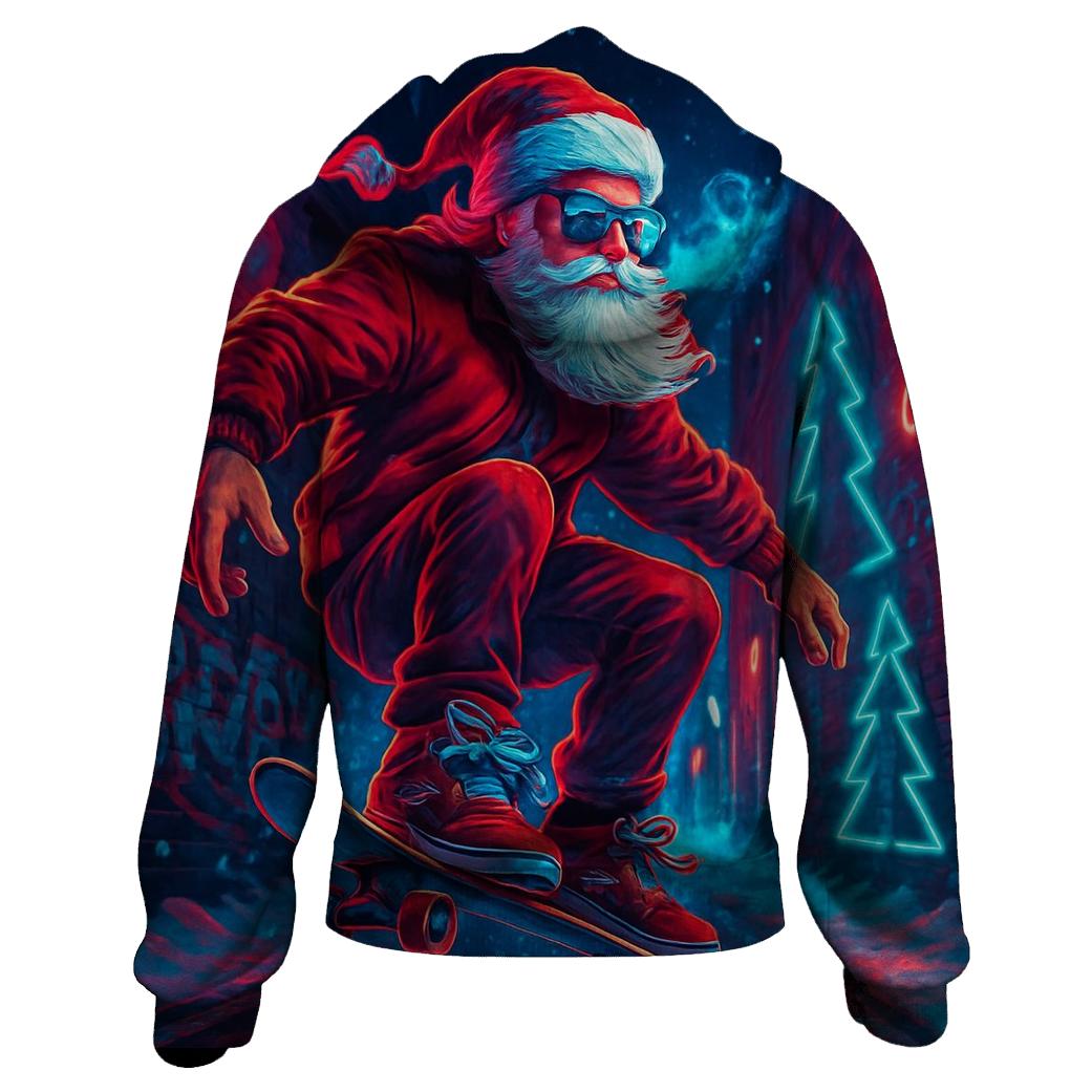 Neon Street Santa Skater Night zip-up hoodies