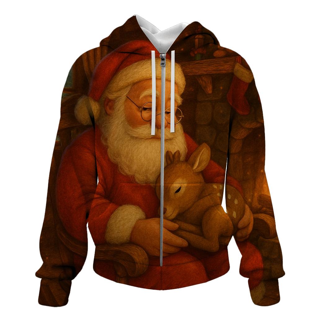 Santa Cozy Cabin Storybook Dream graphic hoodies
