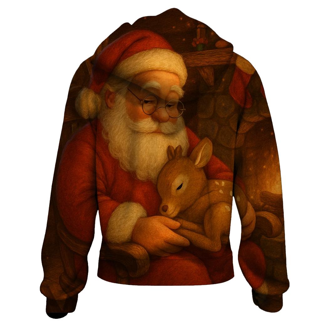 Santa Cozy Cabin Storybook Dream graphic hoodies