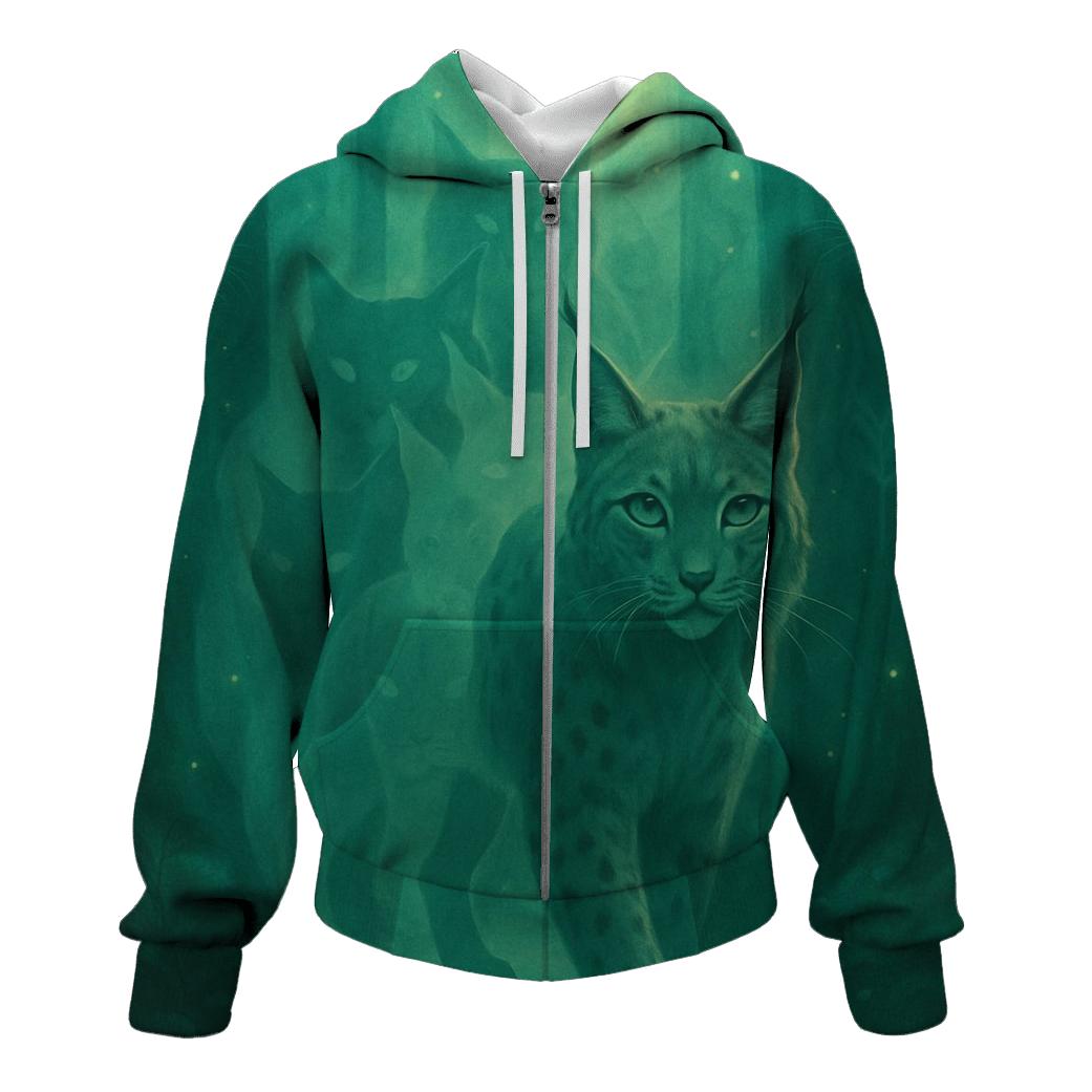 Forest Echo Spirit Lynx zip-up hoodies