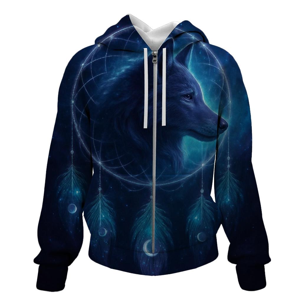 Astral Dreamcatcher Wolf zip-up hoodies