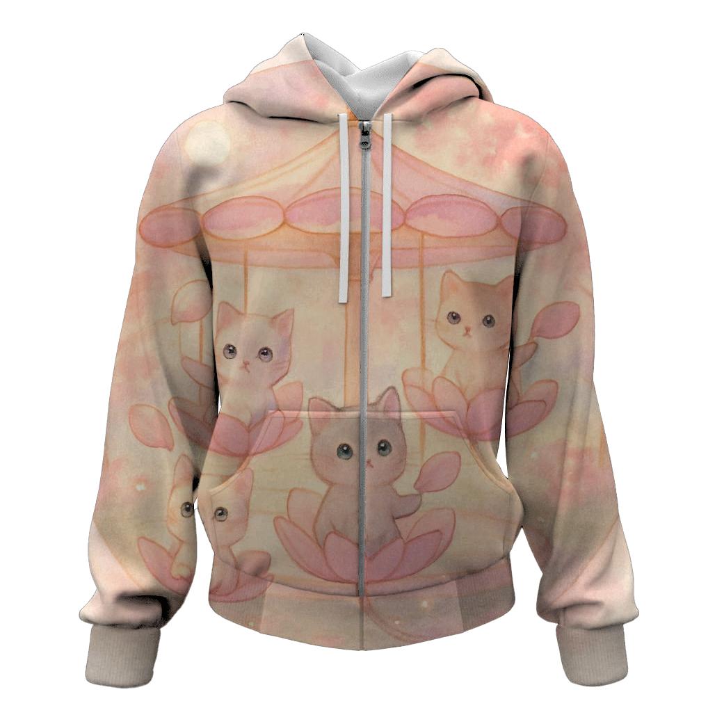 Blossom Carousel Cat Parade printed hoodies