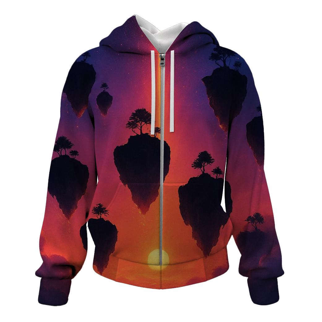 Floating Islands Of Ember Sky zip-up hoodies