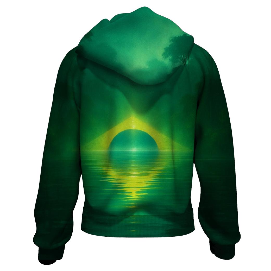 Brazilian Rainforest Flag Reflection zip-up hoodies