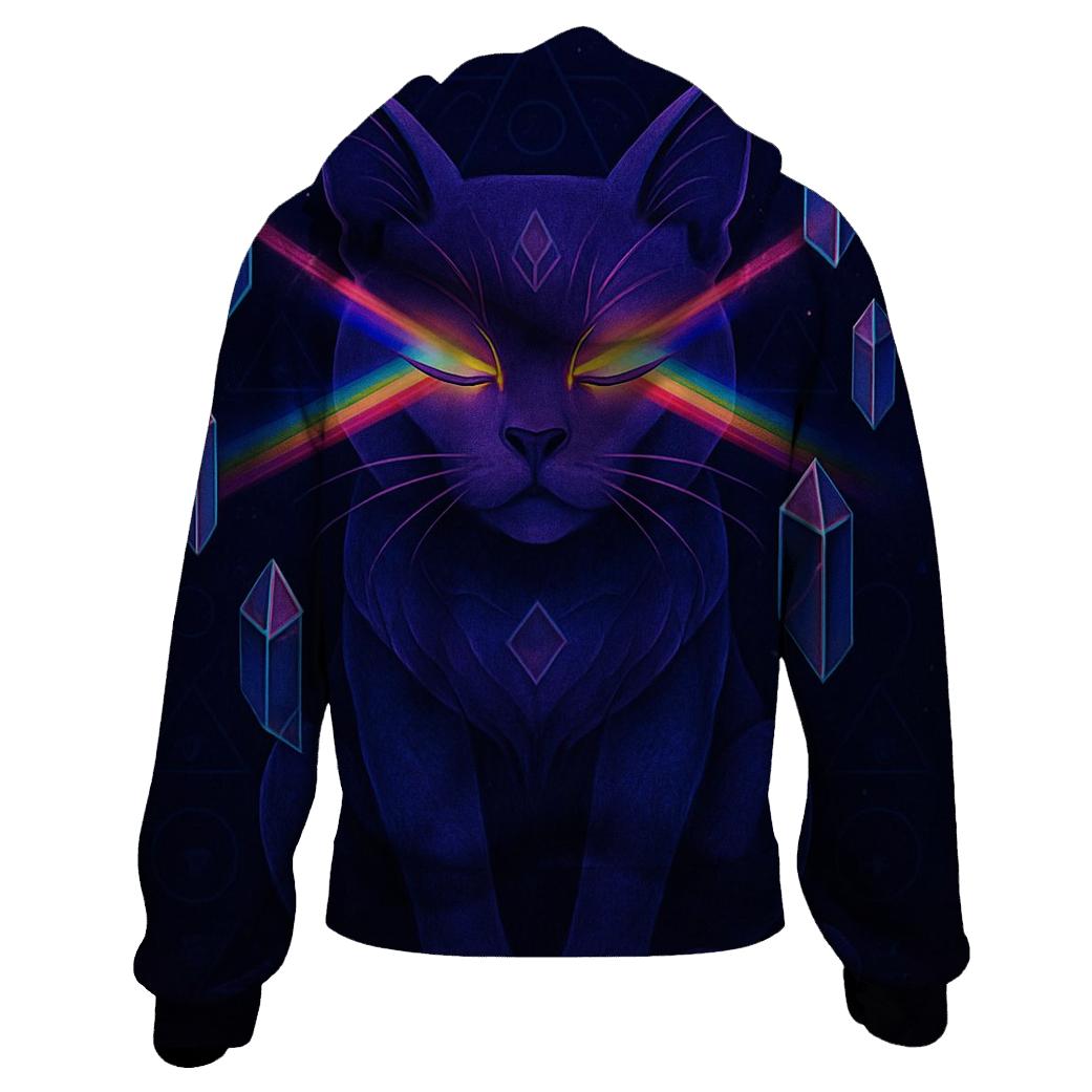 Crystal Prism Oracle Cat zip-up hoodies