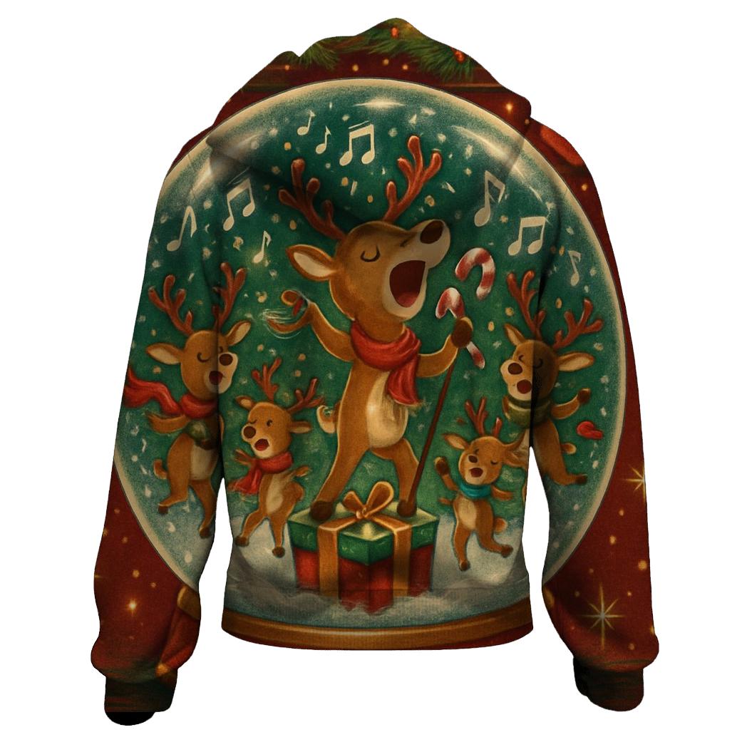 Reindeer Karaoke Snowglobe lightweight hoodies