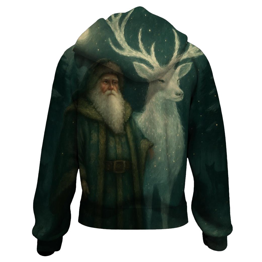 Forest Guardian Santa And Starlit Stag designer hoodies