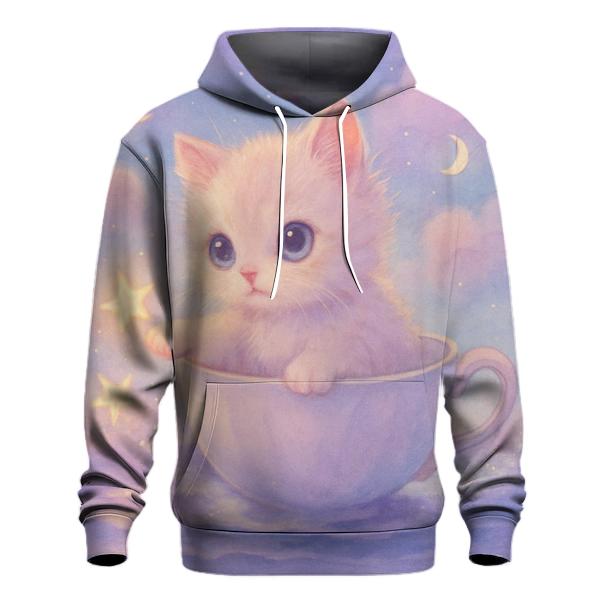 Starlit Teacup Kitten Voyage printed hoodies