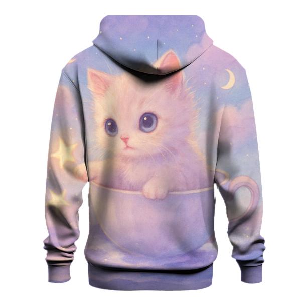 Starlit Teacup Kitten Voyage printed hoodies