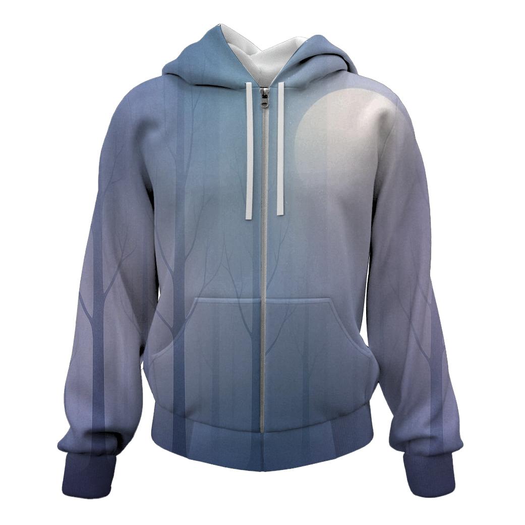 Lunar Veil Gradient Forest printed hoodies