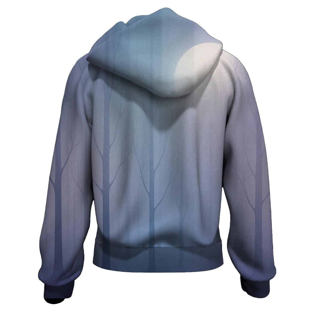Lunar Veil Gradient Forest printed hoodies