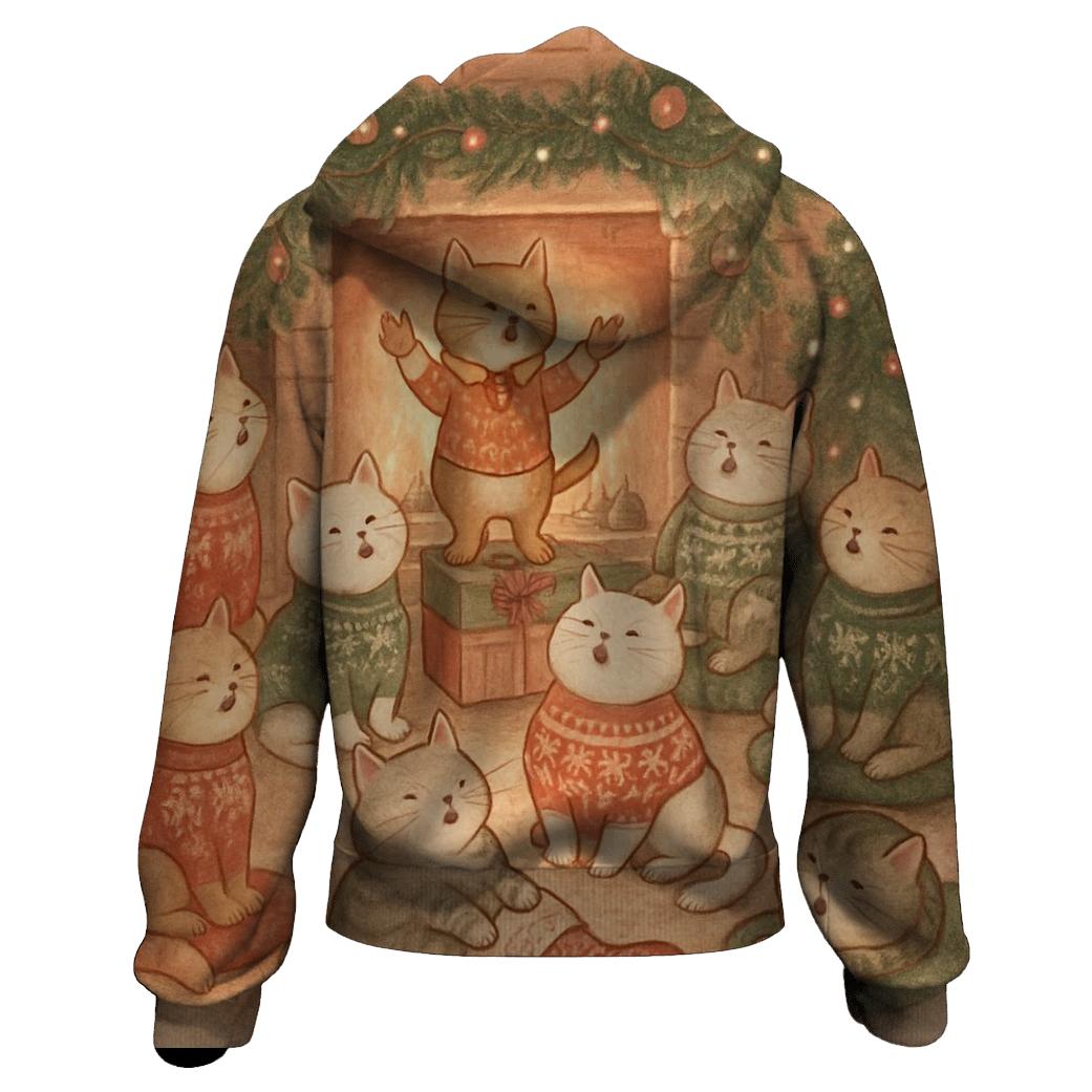 Cozy Fireplace Cat Choir hoodie trends