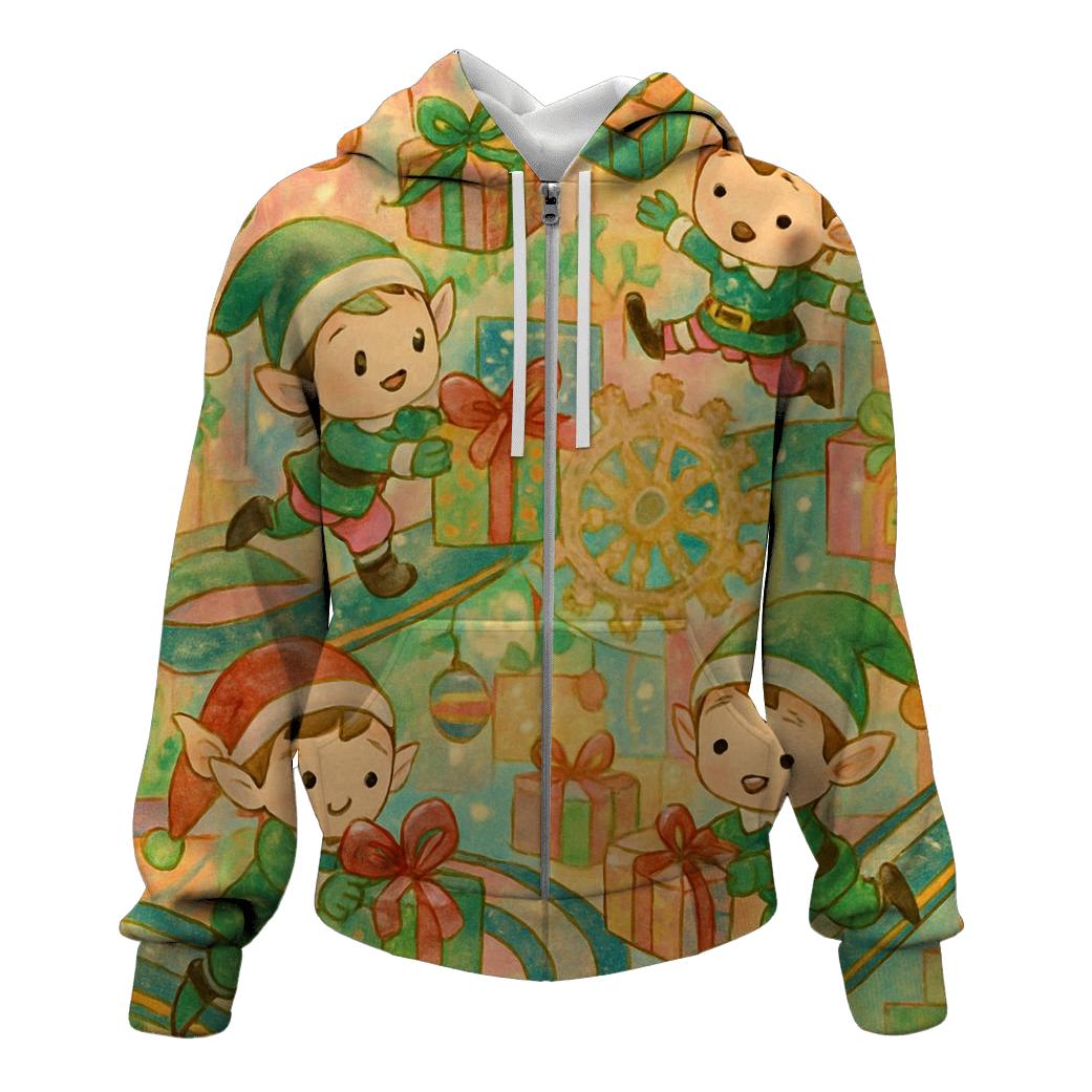 Elves Midnight Gift Wrapping Factory premium hoodies